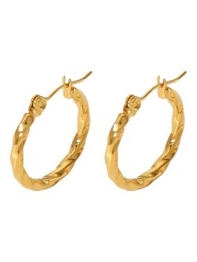 Twisted Gold Hoop Earrings